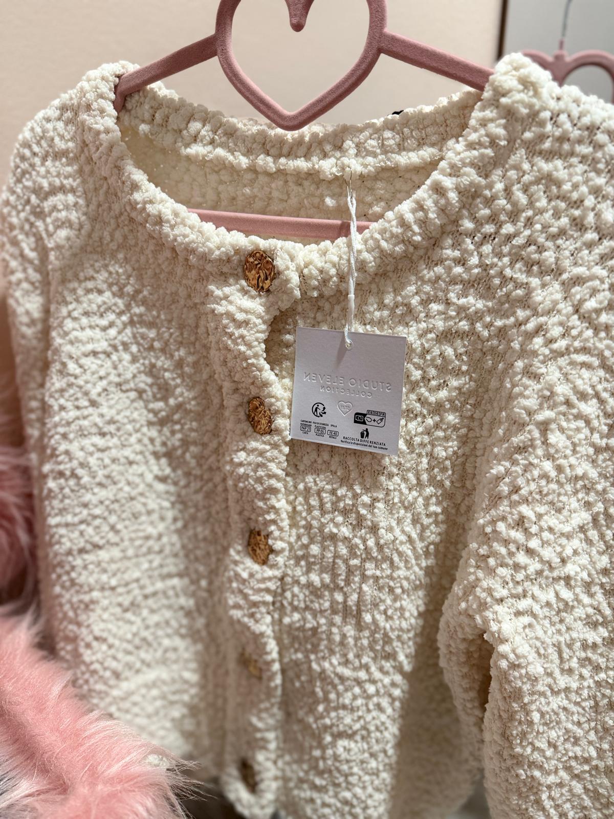 Cardigan maniche lunghe girocollo con bottoni