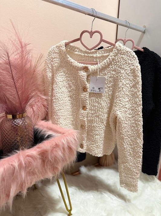 Cardigan maniche lunghe girocollo con bottoni